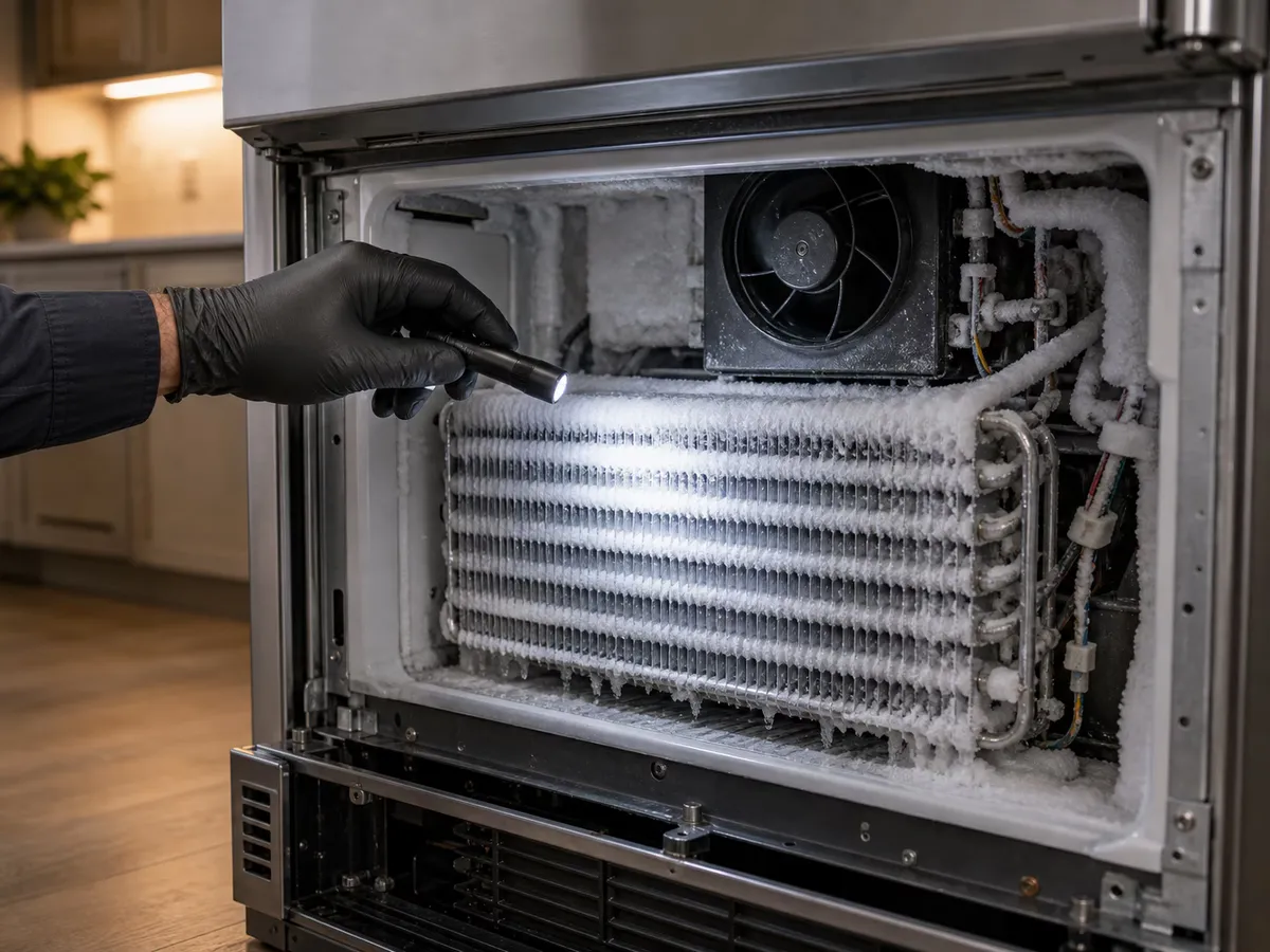 Sub-Zero freezer repair in progress in a Seattle kitchen